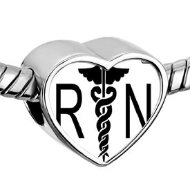 チャーム ブレスレット バングル用 CharmSStory チャームズストーリー Heart Nurse Nursing RN Registered Caduceus Charm Beads Charms For Bracelets 【並行輸入品】