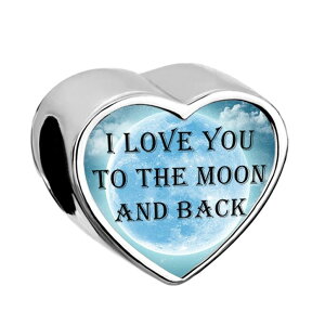 �`���[�� �u���X���b�g �o���O���p CharmSStory �`���[���Y�X�g�[���[ Heart I Love You To The Moon and Back Silver Plated Charms Beads For Bracelets �y���s�A���i�z