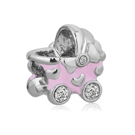 チャーム ブレスレット バングル用 LovelyJewelry ラブリージュエリー Love Heart Pink Baby CZ Crystal Carriage Bead Charms For Mom Sale Cheap Jewelry Fit Pandora Bracelet 【並行輸入品】