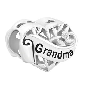 チャーム ブレスレット バングル用 LovelyJewelry ラブリージュエリー Sterling Silver Grandma Heart I Love You Filigree Charm New Beads Fit Pandora Jewelry Charms Bracelet Gifts 【並行輸入品】