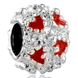 チャーム ブレスレット バングル用 LovelyJewelry ラブリージュエリー Silver Plated Red Heart Love Charm Jewelry Beads Sale Cheap Fit Pandora Charm Bracelets 【並行輸入品】