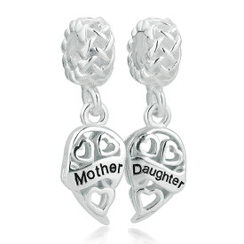 チャーム ブレスレット バングル用 LovelyJewelry ラブリージュエリー Sterling Silver Mother Daughter Heart Charms Love Family Sale Cheap Dangle Jewelry Fit Pandora Bracelets 【並行輸入品】