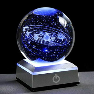 3D NX^{[ KX u Qianwei 3D Solar System Crystal Ball with LED Colorful Lighting Touch Base, Solar System Model Decor Science Astronomy Gifts God Bless The World Easter Religious Space Gifts Decor ysAiz
