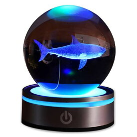 3D クリスタルボール ガラス玉 置物 MORICERE 3D Night Light for Kids, Shark Lamp, Crystal Ball with LED Colorful Lighting Touch Base, Kids Bedroom Decor as Christmas Holiday Birthday Gifts for Boys Girls 【並行輸入品】