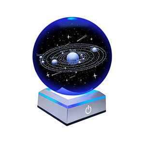 3D クリスタルボール ガラス玉 置物 3D Solar System Crystal Ball with LED Touch Base,Solar System Night Light Lamp Gift,Indoor Figurine Lamps Light for Birthday,Christmas,Wedding,Graduation(8cm) 【並行輸入品】
