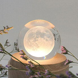 3D クリスタルボール ガラス玉 置物 YCWF 3D Crystal Ball Music Box,Luminous Rotating Musical Box,with Projection LED Light Music Box,Best Gift for Birthday Thanksgiving Day Valentines Day Mothers Day Christmas(Moon) 【並行輸入品】