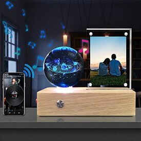 3D クリスタルボール ガラス玉 置物 3D Solar System Crystal Ball with 360° Rotating LED Colourful Light Base, Acrylic Photo Frame, Dolphin Gifts for Kids Friends Lover Girlfriend Wife Mom Woman Birthday Christmas with Home Decoratio 【並行輸入品】