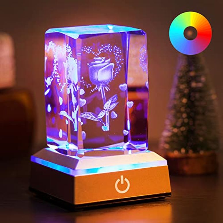 3D クリスタルボール ガラス玉 置物 Birthday Gifts for Women 3D Rose K9 Crystal Ball Creative Night Light Luxurious and Beautiful Valentine´s Day Birthdays Anniversaries Etc for Wife Girlfriend The Gift of Expressing a Hobby 【並行輸入品】のサムネイル