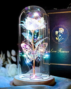 KXh[  o [Y Valentines Day Gifts for Her, Women Gifts Galaxy Rose Glass Crystal Flower Gifts with Butterfly in Glass Dome Valentine Roses Ideas Birthday Gifts for Women Mom Daughters Wife Girlfr ysAiz
