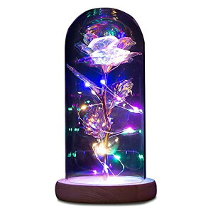 KXh[  o [Y NewX Birthday Gifts for Women Mom,Valentine Gifts for Her,Forever Galaxy Lighted Up Rose,Preserved Colorful Artificial Flowers,1 Rainbow Beauty Beast Glass Rose in Glass Dome for Ann ysAiz