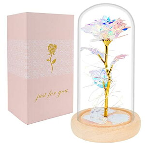 KXh[  o [Y Beferr Valentines Day Gifts for Her Galaxy Rose Glass Crystal Flower Gift in Glass Dome with Light Valentine Roses Ideas Birthday Gifts for Women Mom Daughters Wife Sister Girlfriend ysAiz