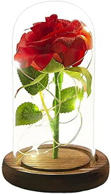 ガラスドーム 花 バラ ローズ URBANSEASONS Valentines Day Gifts for Her, Beauty and The Beast Rose, Valentines Rose Flower Gifts for Women,Valentines Gifts Birthday Gifts,Valentine's Day Roses Gifts for Mom Girlf 【並行輸入品】