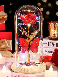 KXh[  o [Y Valentines Day Gifts for Her, Women Glass Crystal Galaxy Rose Flower Gifts for Her Mom with Butterfly in Glass Dome Valentine's Day Rose Gifts for Grandma Wife Sister Friends Birthda ysAiz