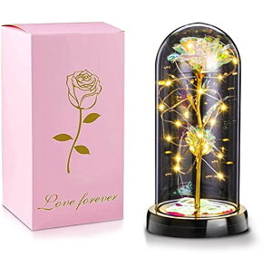 KXh[  o [Y Nieolheoui Christmas Day Galaxy Flower Rose Gifts, Artificial Flower Rose with LED,Preserved Flowers in Glass Dome for Anniversary,Birthday,Wedding,Girlfriend,Graduate,Graduation Gif ysAiz