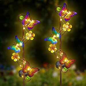 LED\[[Cg \[[p[ K[fCg  t[ NAN ZAI NAN FANG Solar Garden Lights 2 Pack Outdoor Butterfly Garden Decor Waterproof Butterfly Solar Stake Lights for Garden,Lawn,Patio or Courtyard ysAi