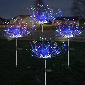 LED�\�[���[���C�g �\�[���[�p���[ �K�[�f�����C�g 4Pack Firework Solar Lights Outdoor, Solar Garden Decorative Lights, Solar Walkway Lights Waterproof, 35 Copper Wires String Lights for Christmas, Pathway, Patio, Flowerbed �y���s�A