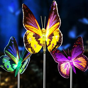 LED\[[Cg \[[p[ K[fCg Outdoor Solar Garden Lights,3 Pack Solar Butterfly Decorative Lights, IP67 Waterproof Color Changing LED Solar Outdoor Lights,Solar Powered Stake Lights for Garden Patio Yard Lawn Pat y