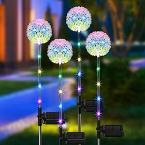 LED\[[Cg \[[p[ K[fCg BONLION Solar Garden Lights Outdoor, 4 Pack Solar Dandelion Garden Lights Decorative with Colorful String Lights, Upgraded Waterproof Solar Garden Decor for Patio, Yard, Landscape Dec y