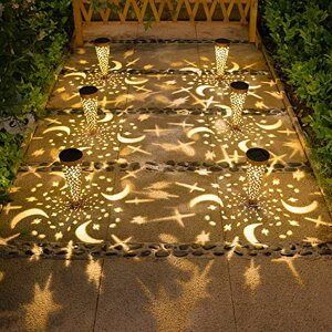 LED�\�[���[���C�g �\�[���[�p���[ �K�[�f�����C�g Go2garden Solar Garden Lights Outdoor Decorative Stake Lights Waterproof with Moon Star for Patio, Pathway, Backyard, Outside Decor, Lawn Ornaments (Copper, 6pack) �y���s�A���i�z