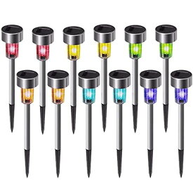 LEDソーラーライト ソーラーパワー ガーデンライト Solar Lights Outdoor Waterproof, Stainless Steel LED Landscape Lighting Solar Powered Outdoor Lights Solar Garden Lights for Pathway, Walkway, Patio, Yard, Lawn - 12 Pack ( Multicolor 【並行輸入品】