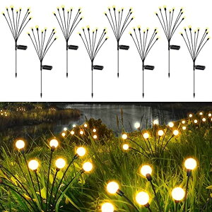 LED\[[Cg \[[p[ K[fCg KNHUOS 8LED Solar Garden Lights, New Upgraded Solar Swaying Light, Sway by Wind, Solar Firefly Lights Outdoor Waterproof Landscape Decoration Lights, Yard, Pathway, Parties, Warm Whit y