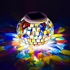 LEDソーラーライト ソーラーパワー ガーデンライト WSgift Color Changing Solar Powered Glass Mosaic Ball Led Garden Lights, Rechargeable Solar Table Lights, Outdoor Waterproof Solar Night Lights Table Lamps for Decorations, Ideal Gift 【並行輸入品】