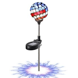 LEDソーラーライト ソーラーパワー ガーデンライト WNP Solar Powered Outdoor Garden Light Stakes Decoration,Mosaic Globe Stake Solar Light Garden Decor,Multi-Color Solar Glow Glass Ball Lights Waterproof Decor Light for Patio Pathway, 【並行輸入品】