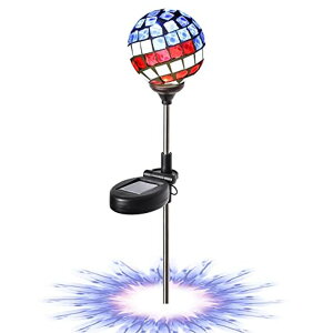 LED�\�[���[���C�g �\�[���[�p���[ �K�[�f�����C�g WNP Solar Powered Outdoor Garden Light Stakes Decoration,Mosaic Globe Stake Solar Light Garden Decor,Multi-Color Solar Glow Glass Ball Lights Waterproof Decor Light for Patio Pathway, �y