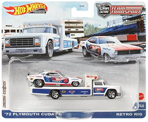 �z�b�g�E�B�[�� �����X�^�[�g���b�N �_�E���q�����[�X �v���C�Z�b�g Hot Wheels '72 Plymouth Cuda FC Retro Rig, Team Transport #46 �y���s�A���i�z