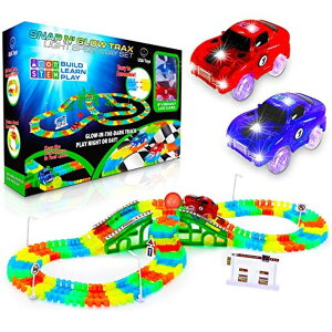 �z�b�g�E�B�[�� �����X�^�[�g���b�N �_�E���q�����[�X �v���C�Z�b�g USA Toyz Glow Race Tracks and LED Toy Cars - 360pk Glow in The Dark Bendable Rainbow Race Track Set STEM Building Toys for Boys and Girls with 2 Light Up Toy Cars