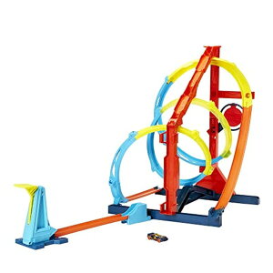 �z�b�g�E�B�[�� �����X�^�[�g���b�N �_�E���q�����[�X �v���C�Z�b�g ?Hot Wheels Track Set and 1:64 Scale Toy Car, Connects to Other Sets, Track Builder Unlimited Corkscrew Twist Kit ???? �y���s�A���i�z