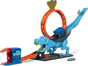 �z�b�g�E�B�[�� �����X�^�[�g���b�N �_�E���q�����[�X �v���C�Z�b�g Hot Wheels City Track Set with 1 Toy Car, Race Through A Giant Loop to Defeat A Big Dinosaur, T-Rex Loop Stunt and Race Playset �y���s�A���i�z