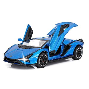 zbgEB[ X^[gbN _Eq[X vCZbg SASBSC Toy Cars Lambo Sian FKP3 Metal Model Car with Light and Sound Pull Back Toy Car for Boys Age 3 + Year Old (Blue) ysAiz