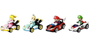 �z�b�g�E�B�[�� �����X�^�[�g���b�N �_�E���q�����[�X �v���C�Z�b�g Hot Wheels Mario Kart Vehicle 4-Pack, Set of 4 Fan-Favorite Characters Includes 1 Exclusive Model, Collectible Gift for Kids & Fans Ages 3 Years Old & Up �y��