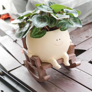 킢 j[N ʔ  v^[ Aؔ  UMESONG Smily Face Planter Pot Cute Resin Flower Head Planters for Indoor Outdoor Plants Unique Sitting Rocking Chairs Succulent Pots for String of Pearls Plant Live Gift Ideals wi 