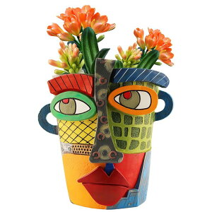 킢 j[N ʔ  v^[ Aؔ  Midogaigai Abstract Face Planters Pots Head,Unique Head Planter for Indoor Plants,Funny Face Flower Pot,Colorful Plant Pots for Outdoor Garden Deco and Home Art Decoration(Modern) y