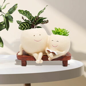 킢 j[N ʔ  v^[ Aؔ  LAUGOKOBE Smily Face Planter Pot for Plants, Cute Double Head Planters for Indoor Outdoor Plants, Modern Lady Head Vase Girl Face Planter, Unique Succulent Pots with Drainage Hole y