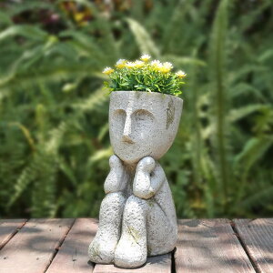 킢 j[N ʔ  v^[ Aؔ  FIMOFIDRE Large Face Head Planter Pots for Indoor Outdoor Plants Unique Flower Pots Succulent Planter with Drainage Hole Tree Man Resin ysAiz