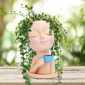 킢 j[N ʔ  v^[ Aؔ  OFFKITSLY Face Shaped Planter Pots, Head Shaped Planter Succulent Pot, Unique Face Flower Pot Planter with Drainage for Indoor Outdoor Plant ysAiz