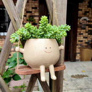 킢 j[N ʔ  v^[ Aؔ  UMESONG Swing Face Planter Pot Hanging Resin Flower Head Planters for Indoor Outdoor Plants Succulent Pots for String of Pearls Plant Live Gift Ideas for Mother, Christmas ys