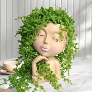 킢 j[N ʔ  v^[ Aؔ  Face Planters Pots Head Planter, Plant Pots with Heads for Plants, Lady Statue Plant Pot, Unique Flower Pots with Drainage, Thinking Women Statue, Boho Vase, Cute Vases Home Decor y