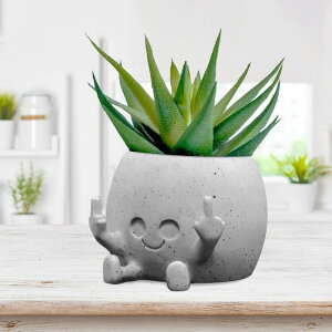 킢 j[N ʔ  v^[ Aؔ  Toparad Smiling Plant Pot with Middle Fingers Up, Face Planter Pot Resin Flower Planters for Indoor Outdoor Plants Succulent Pots for String of Pearls Plant Live Gift Ideas for Mot 