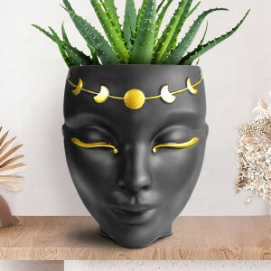 킢 j[N ʔ  v^[ Aؔ  Bossa Linda Head Planter - Indoor & Outdoor Home Decor Gifts for Plant Lovers - for Flat Surface or Wall Mount - Unique Face Planter for Flowers, Succulents, & More (7 inch, Luna D 