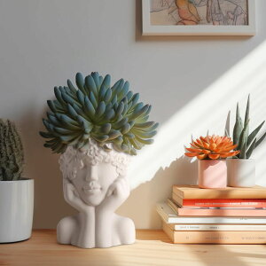 かわいい ユニーク 面白い 癒し プランター 植木鉢 鉢 T4U Face Planters Pots Head Large, Face Flower Pot Head Planter, Ceramic Flower Pots, Succulent Pots with Drainage Hole, Plant Lady Gifts for Plant Lovers 【並行輸入品】