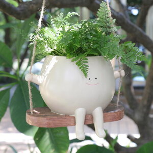 킢 j[N ʔ  v^[ Aؔ  UMESONG Plus Size Swing Face Planter Pot Hanging Head Planter for Indoor Outdoor Plant for String of Pearls Plant Live Resin Flower Pots Gift Ideas for Mother and Teacher Appreciat 