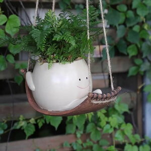 킢 j[N ʔ  v^[ Aؔ  Swing Face Planter Pot Smiley Face Planter Hanging Resin Flower Head Planters for Indoor and Outdoor Plants, Succulent Pots for String of Pearls Plant- Ideal Gifts for Mother's Day 