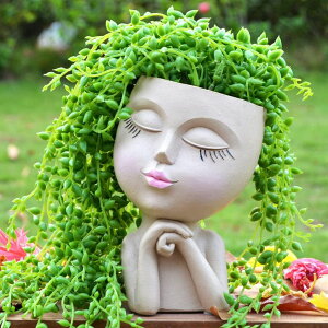 킢 j[N ʔ  v^[ Aؔ  Face Planter Pot Head Planters, Lady Heads Flowerpot, Cute Girl Faces Plant Pot, Bust Statue Flower Pots, Round Women Succulent Pots for Indoor Outdoor Plants, Modern Vase with Dra 