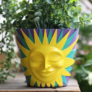 킢 j[N ʔ  v^[ Aؔ  GUGUGO Sun Face Planters Pots Head Unique Head Planter with Drainage, Cute Flower Plant Pot for Indoor & Outdoor Plants, Funny Succulent Gardening Pots for Plant Lover Gifts (Purpl 