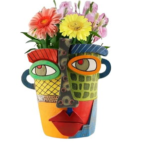 킢 j[N ʔ  v^[ Aؔ  TOZLU Picasso Brutalist Abstract Beauty Face Flower Pot Ornaments Abstract Face Flower Pots Abstract Head Planter Pots Container Colorful Face Art Abstract Resin Flower Pot (Modern 