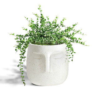 킢 j[N ʔ  v^[ Aؔ  GeLive Head Plant Pot Succulent Planter with Drainage Hole Modern Statue Flower Pot Face Plant Vase Windowsill Box Art Home Decoration Indoor Outdoor (White) ysAiz